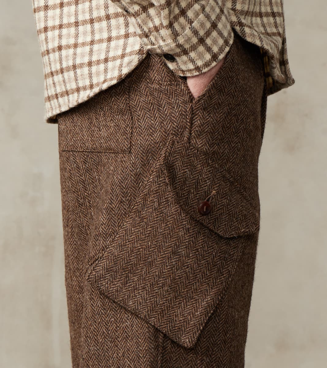 Swiss Army Cargo Trousers - Marling & Evans® Natural Undyed Herringbone Twill