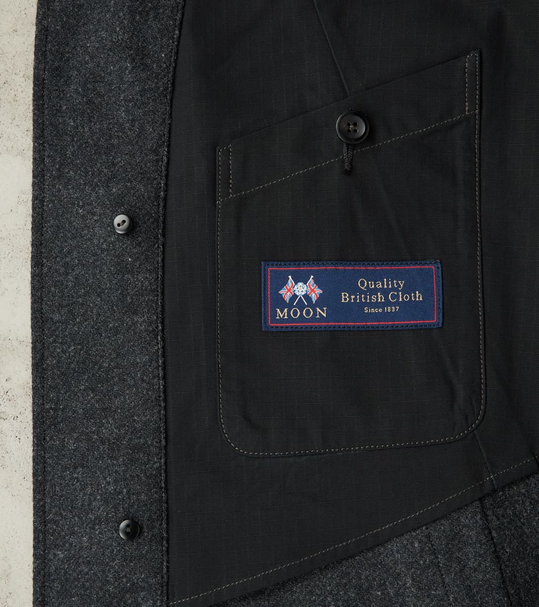 French Rapide Jacket - Abraham Moon® Coal Merino Twill