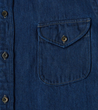 American Camp Shirt - Natural Indigo Linen Cotton Selvedge Denim