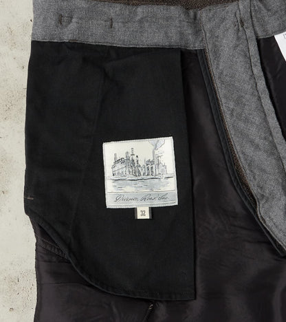 Swiss Army Cargo Trousers - Charcoal Brown Linen Wool Silk Herringbone Twill