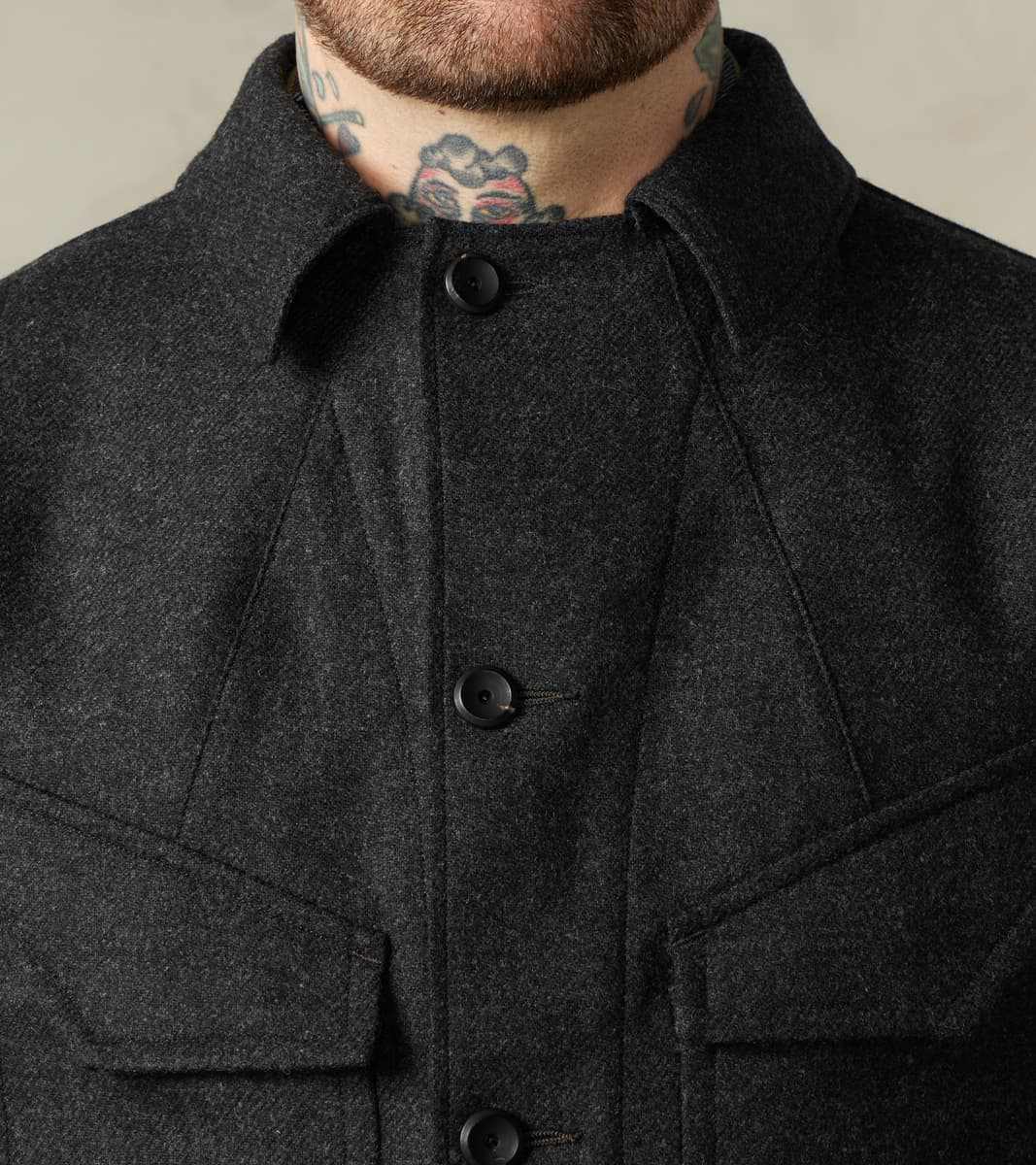 French Rapide Jacket - Abraham Moon® Coal Merino Twill