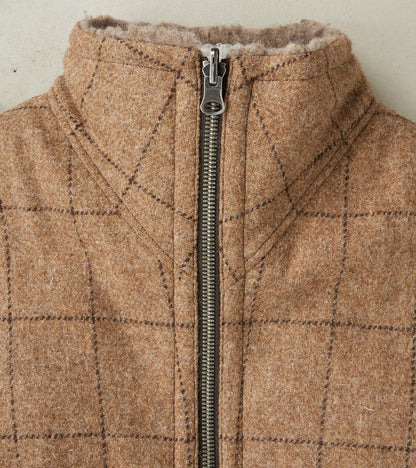 English Army Jerkin Vest - Marling & Evans® Natural Undyed Windowpane & Natural Fleece