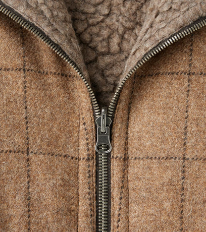 English Army Jerkin Vest - Marling & Evans® Natural Undyed Windowpane & Natural Fleece