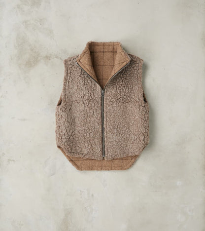 English Army Jerkin Vest - Marling & Evans® Natural Undyed Windowpane & Natural Fleece