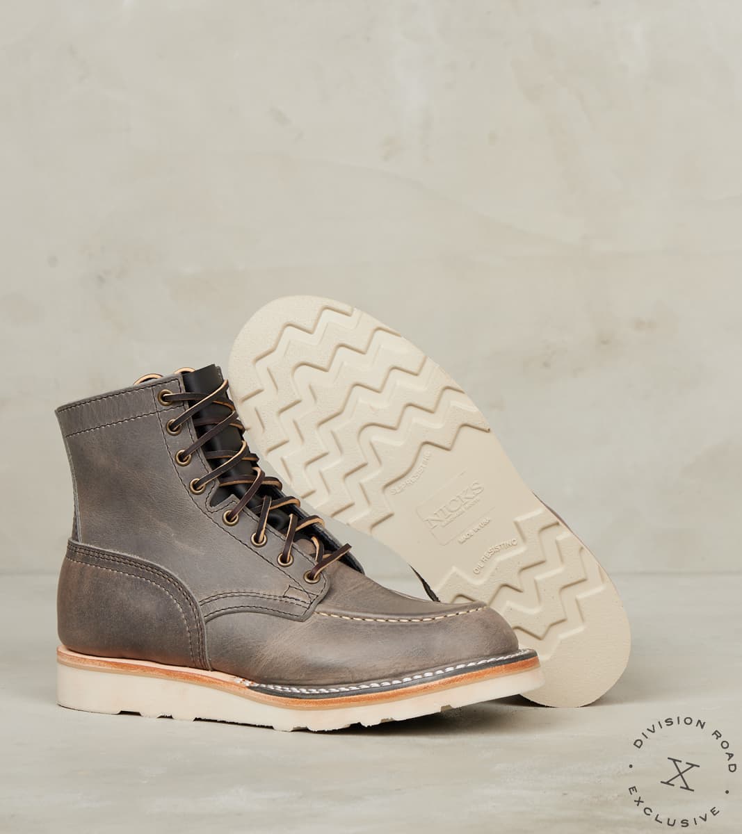 Concrete Workman Moc - HNW - Nicks Christy - Horween Light Grey Cypress