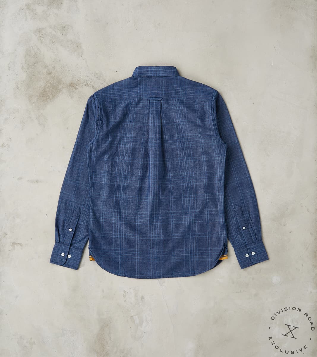 No.5 Classic Button Down - Handwoven Selvedge Stout Weave Chambray - Indigo Check
