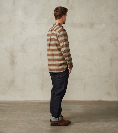 Portuguese Houndstooth Plaid Blanket Easy Shirt - Brown