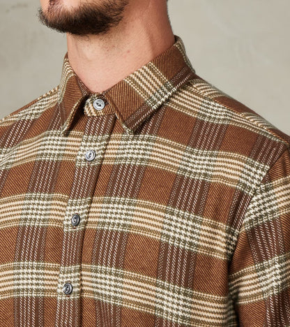 Portuguese Houndstooth Plaid Blanket Easy Shirt - Brown