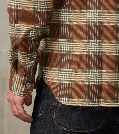 Portuguese Houndstooth Plaid Blanket Easy Shirt - Brown
