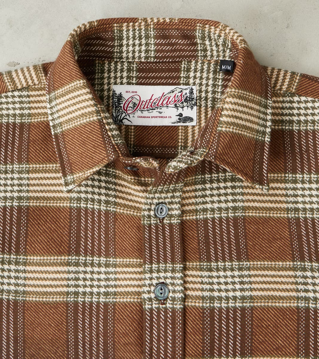 Portuguese Houndstooth Plaid Blanket Easy Shirt - Brown