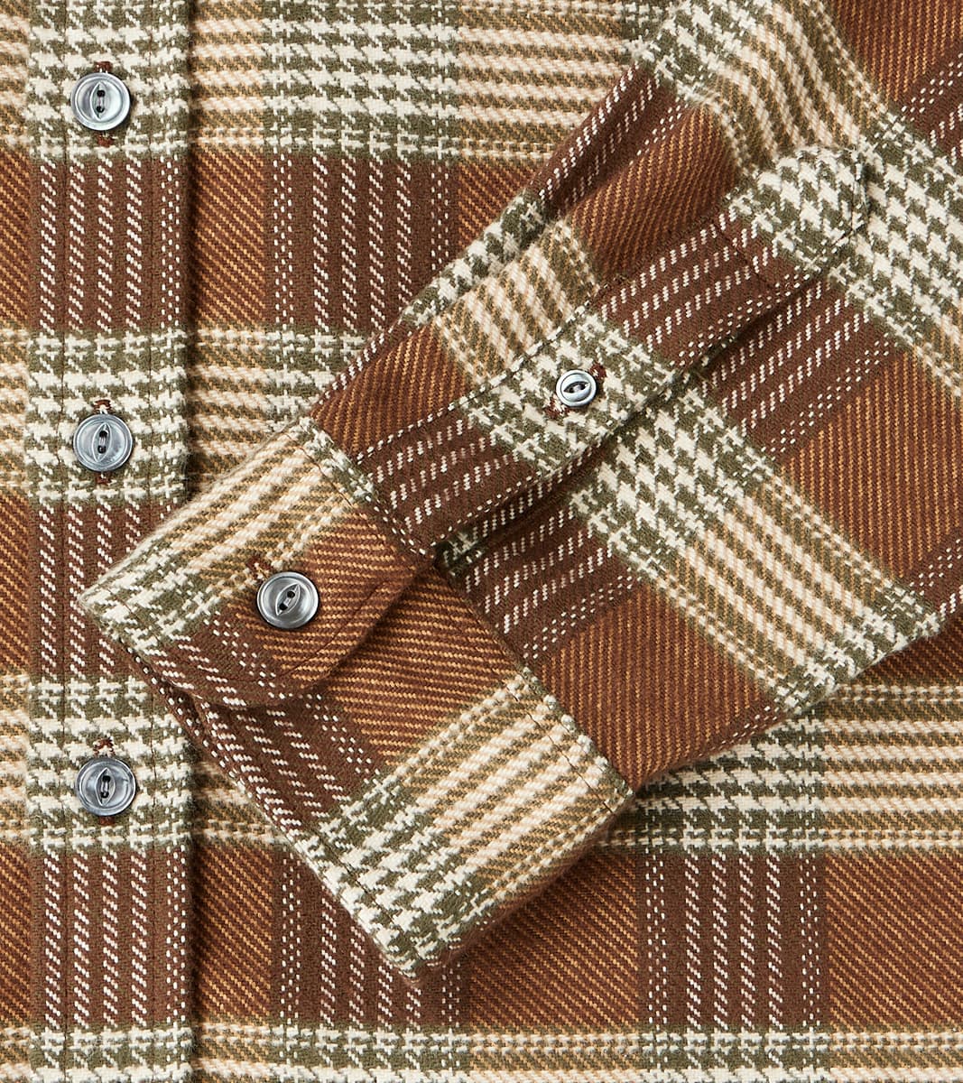 Portuguese Houndstooth Plaid Blanket Easy Shirt - Brown