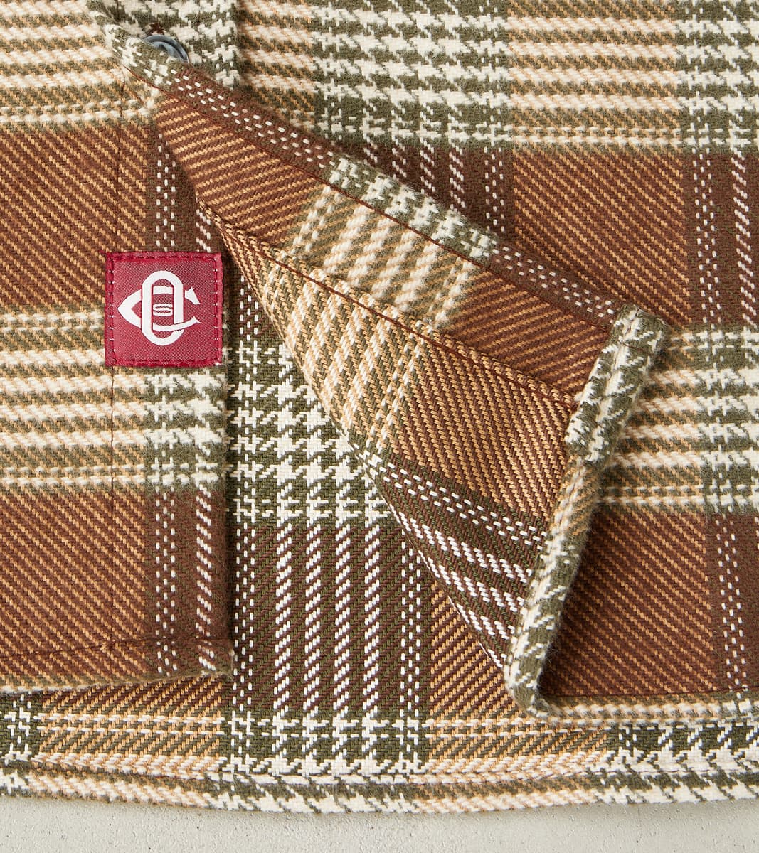Portuguese Houndstooth Plaid Blanket Easy Shirt - Brown