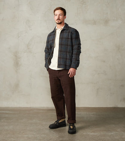 Outclass Italian Tweed Plaid Zip Overshirt - Grey