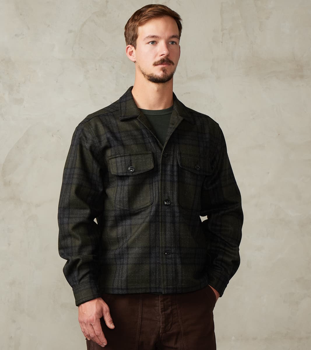 Outclass Italian Wool Plaid Camp Shirt - Hunter