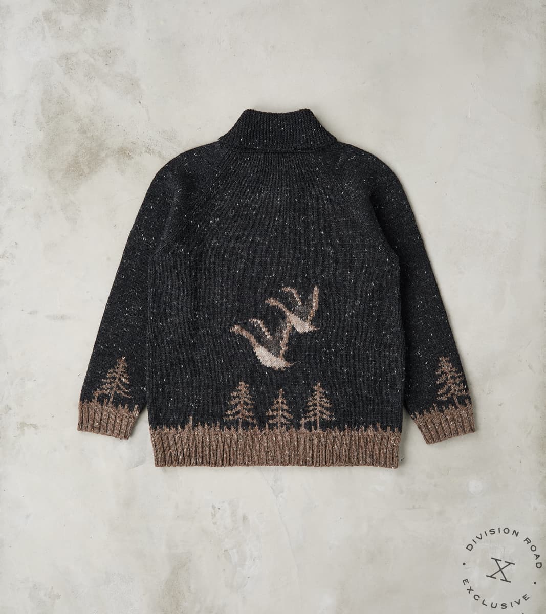 Peruvian Wool Knit Goose Zip Cardigan - Charcoal