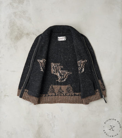 Peruvian Wool Knit Goose Zip Cardigan - Charcoal