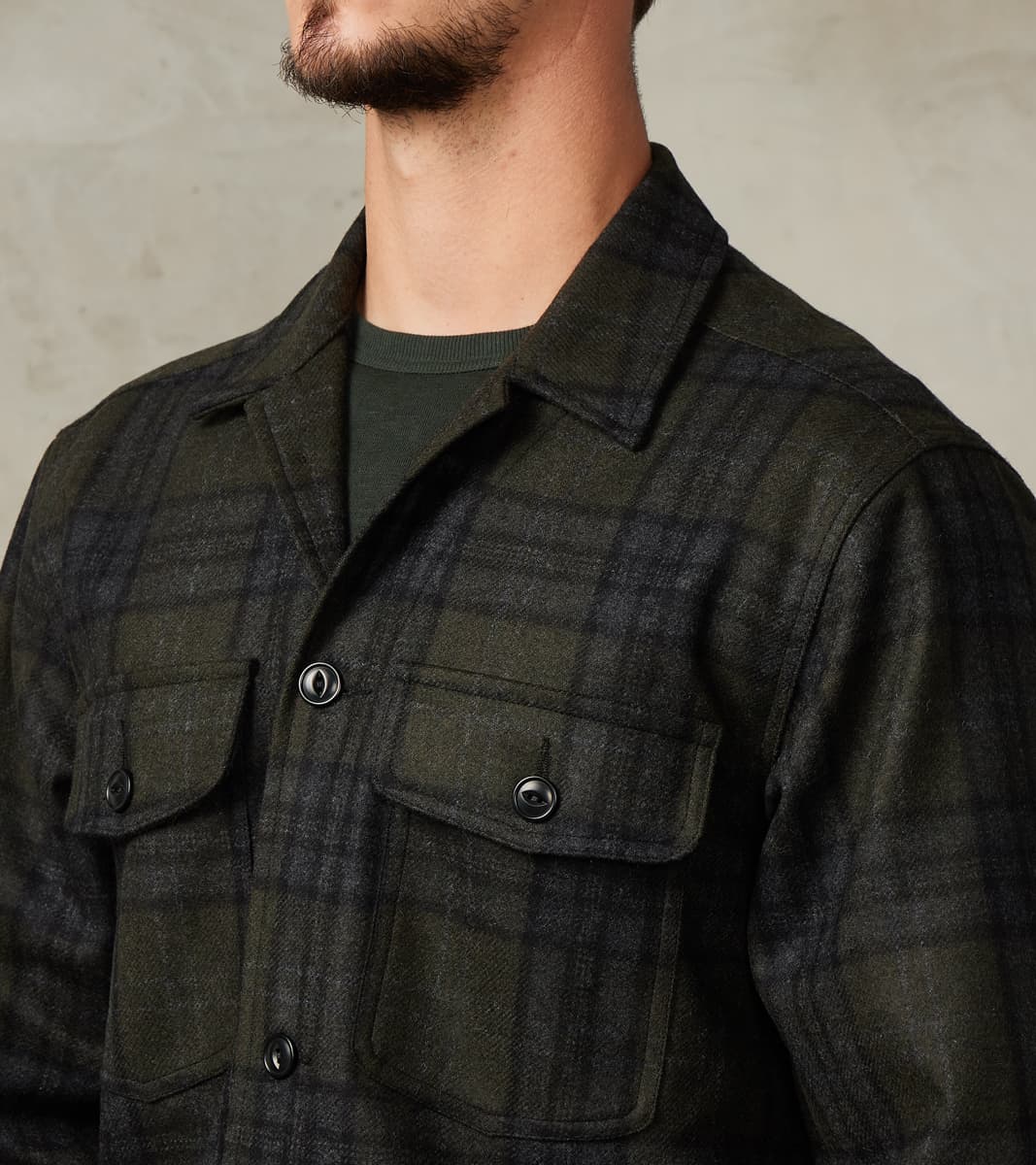 Italian Wool Plaid Camp Shirt - Hunter