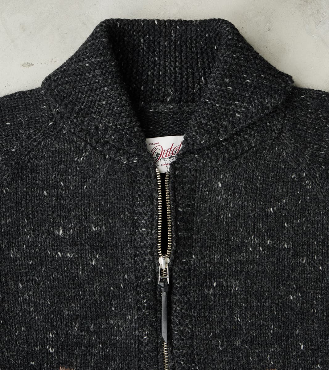 Outclass x DR Peruvian Wool Knit Goose Zip Cardigan - Charcoal