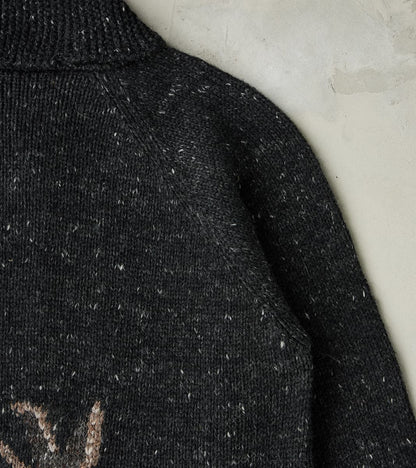 Peruvian Wool Knit Goose Zip Cardigan - Charcoal