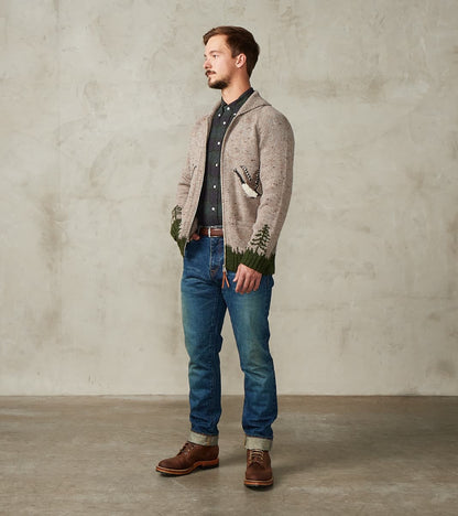 Peruvian Wool Knit Goose Zip Cardigan - Oatmeal