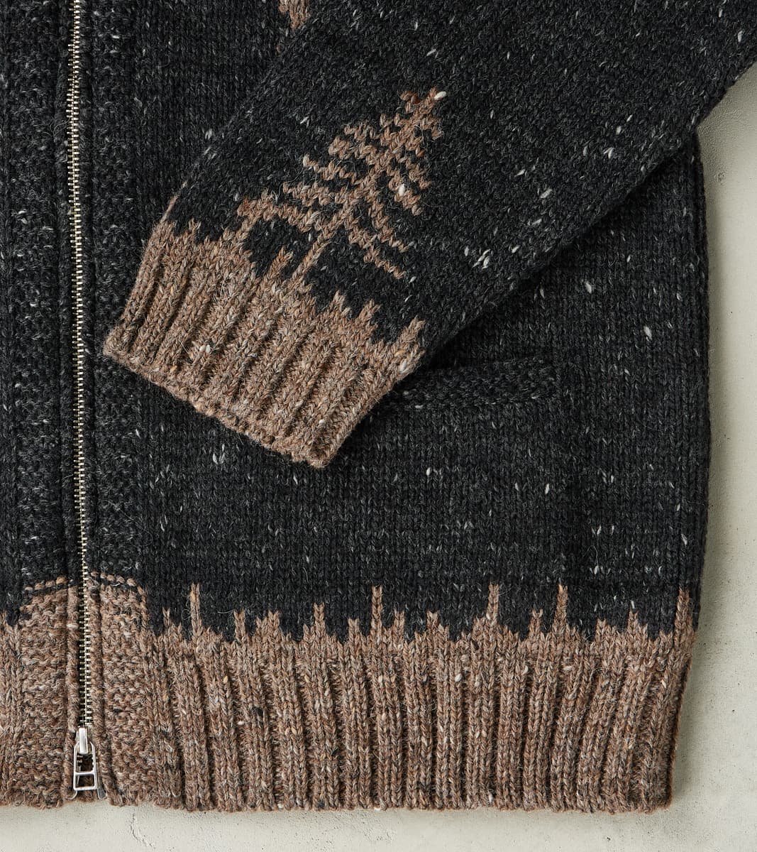 Peruvian Wool Knit Goose Zip Cardigan - Charcoal