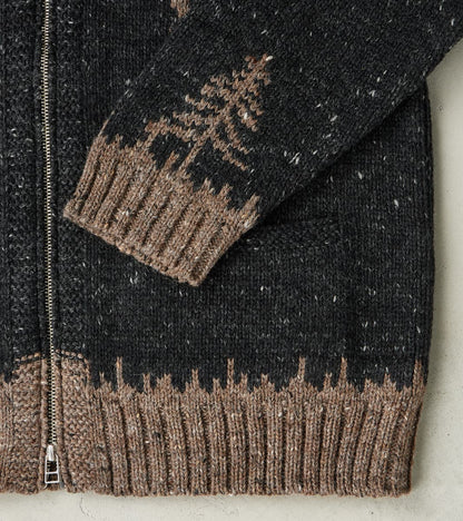 Peruvian Wool Knit Goose Zip Cardigan - Charcoal