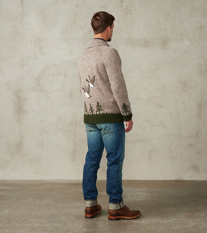 Peruvian Wool Knit Goose Zip Cardigan - Oatmeal