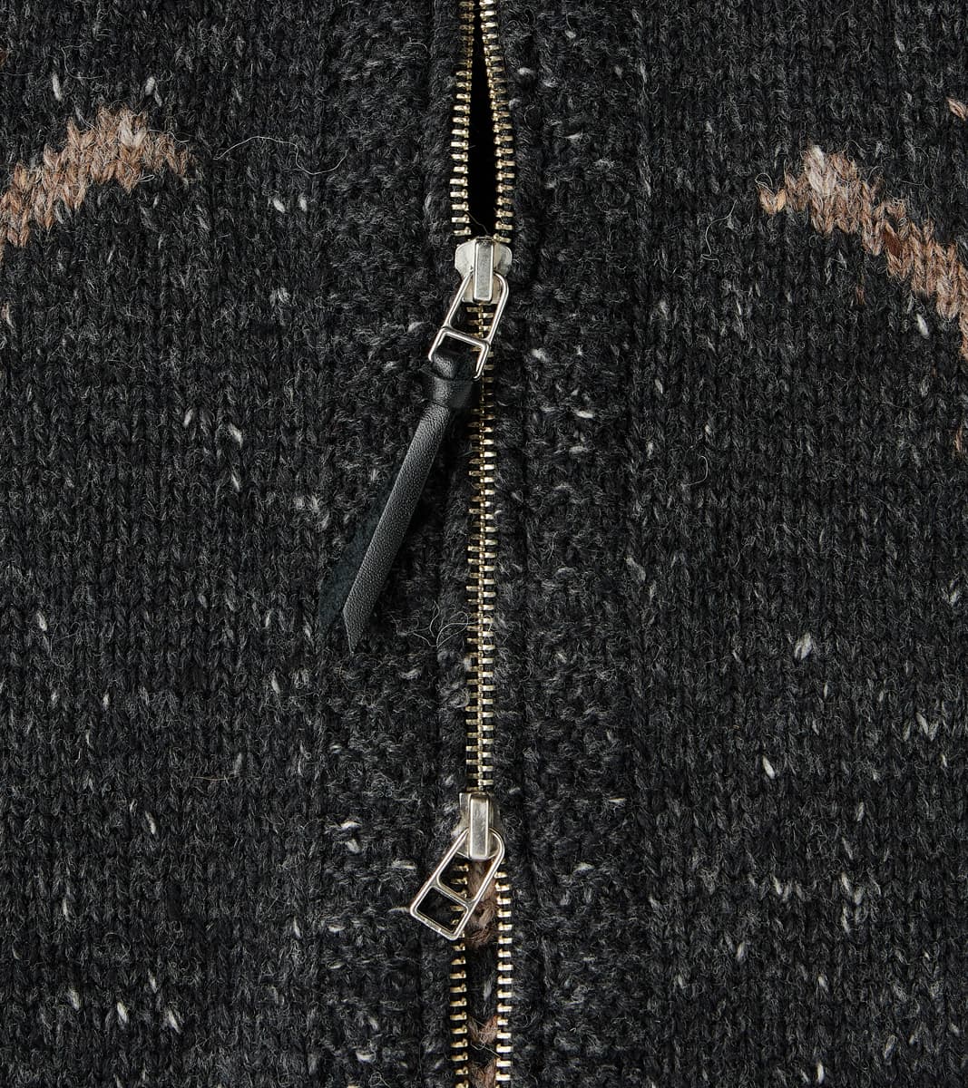 Peruvian Wool Knit Goose Zip Cardigan - Charcoal