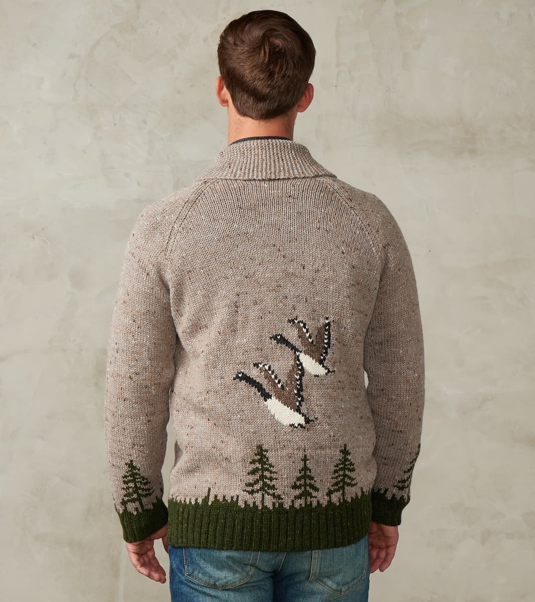 Peruvian Wool Knit Goose Zip Cardigan - Oatmeal