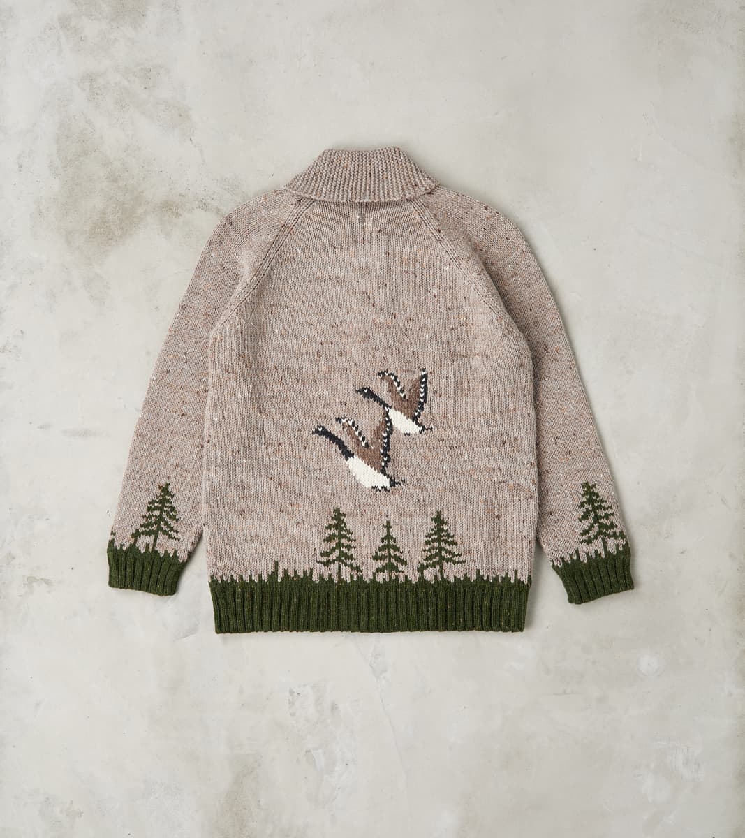 Peruvian Wool Knit Goose Zip Cardigan - Oatmeal