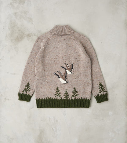 Peruvian Wool Knit Goose Zip Cardigan - Oatmeal