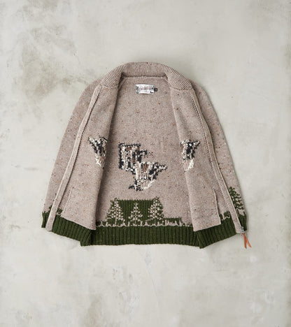 Peruvian Wool Knit Goose Zip Cardigan - Oatmeal