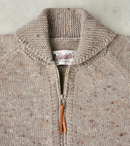 Peruvian Wool Knit Goose Zip Cardigan - Oatmeal