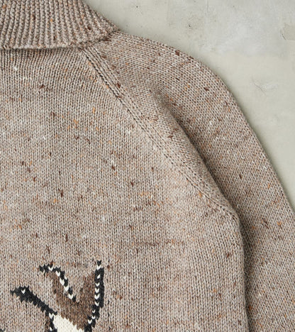 Peruvian Wool Knit Goose Zip Cardigan - Oatmeal