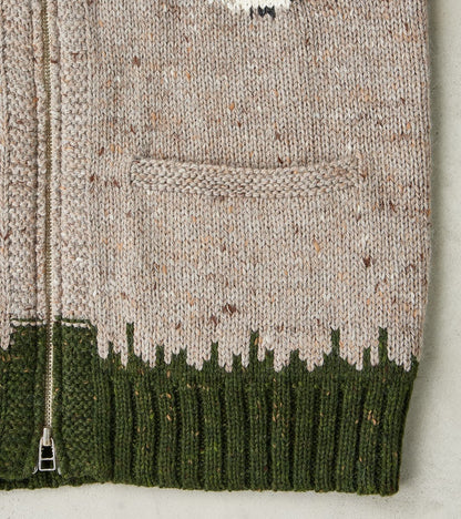Peruvian Wool Knit Goose Zip Cardigan - Oatmeal