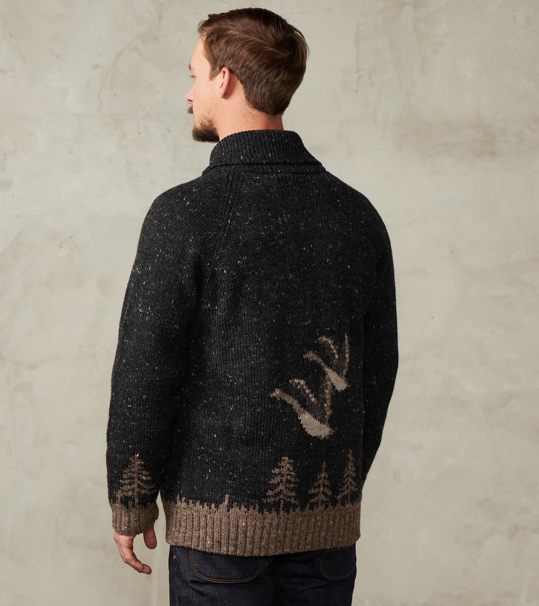 Peruvian Wool Knit Goose Zip Cardigan - Charcoal