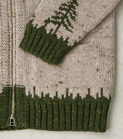 Peruvian Wool Knit Goose Zip Cardigan - Oatmeal