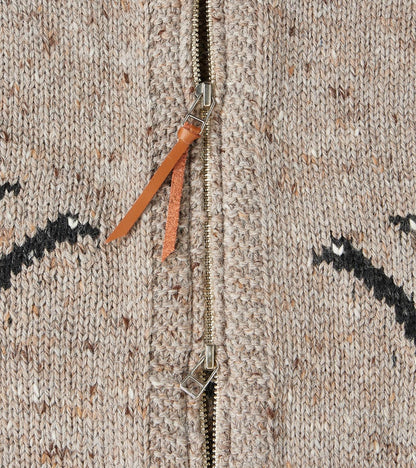 Peruvian Wool Knit Goose Zip Cardigan - Oatmeal