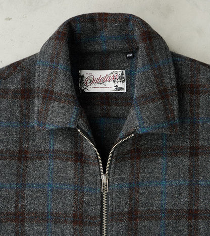 Italian Tweed Plaid Zip Overshirt - Grey