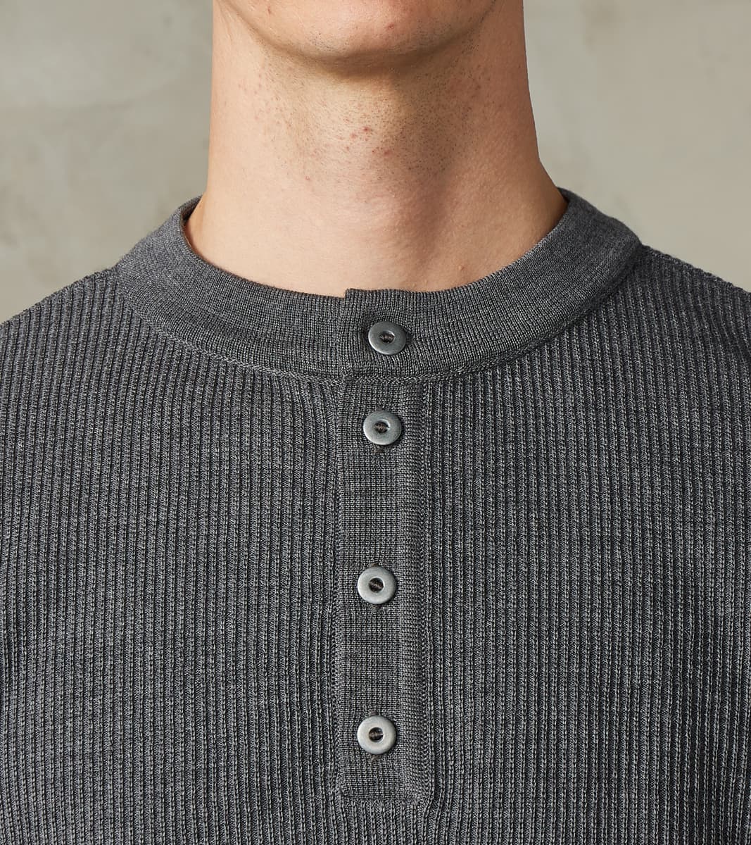 Stamina Half Placket Henley - Strata Grey