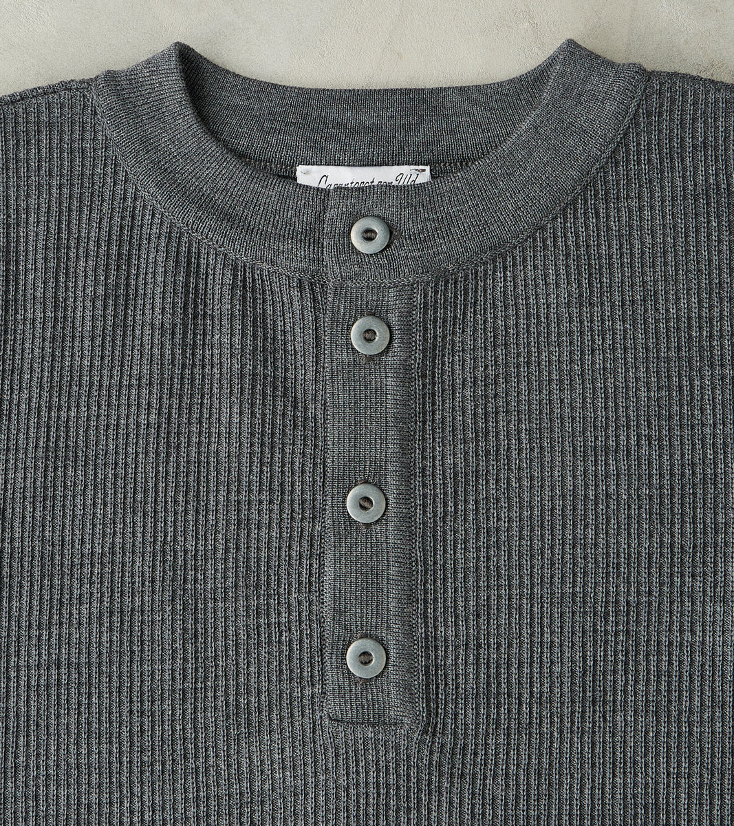 Stamina Half Placket Henley - Strata Grey