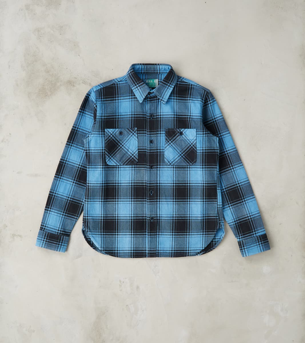 Awa-Ai Natural Indigo Hand Dyed Heavy Flannel Check Workshirt