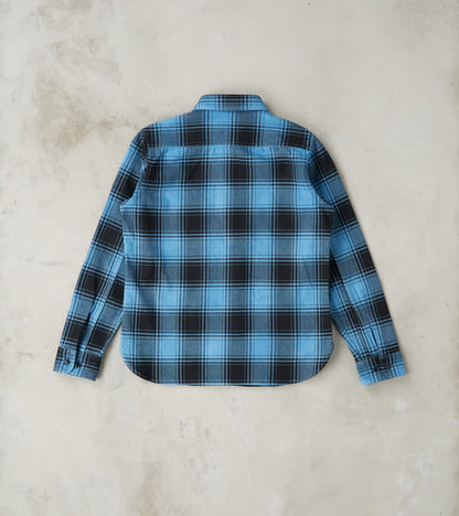 Awa-Ai Natural Indigo Hand Dyed Heavy Flannel Check Workshirt