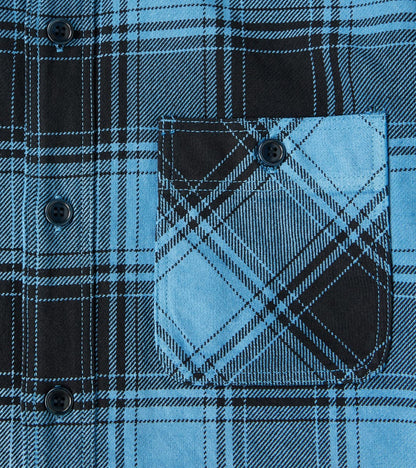 Awa-Ai Natural Indigo Hand Dyed Heavy Flannel Check Workshirt