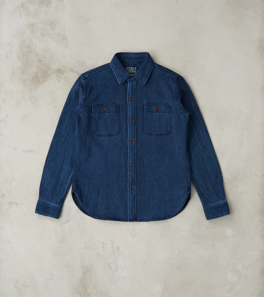 Studio D'Artisan Heavyweight Sashiko Workshirt - Washed Indigo