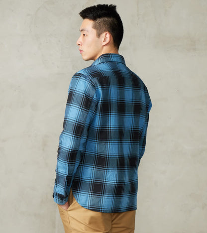 Awa-Ai Natural Indigo Hand Dyed Heavy Flannel Check Workshirt