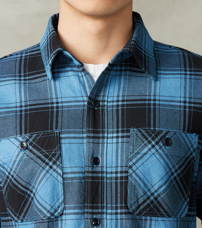 Awa-Ai Natural Indigo Hand Dyed Heavy Flannel Check Workshirt