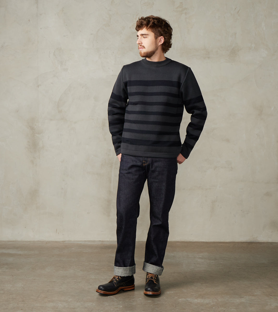 Given III Crewneck - Molten Grey & Navy Blue