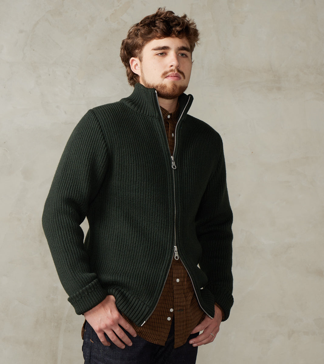 S.N.S. Herning x Division Road Felt Full Zip - Dark Forest Green