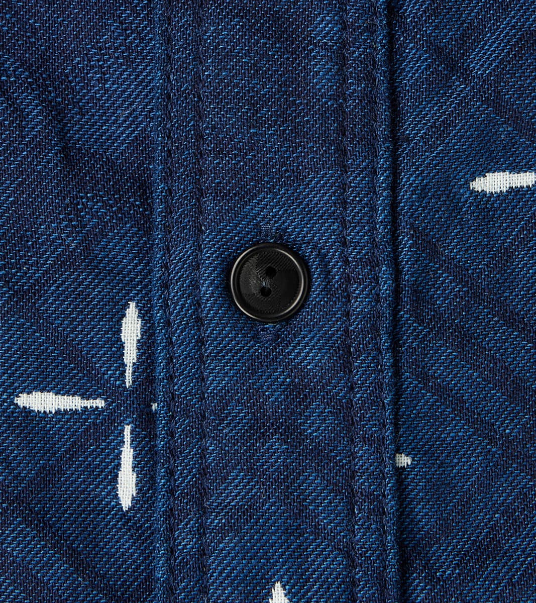SSS25-02W Indigo Dyed Narihirabishi Goldfish Jacquard Work Shirt